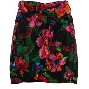 Farm Rio black blooming garden mini skirt NWT